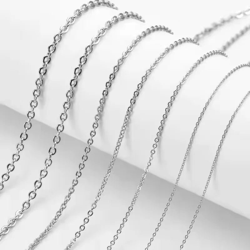 Wholesale Customizable Vermeil Plated Cross Chain Necklace Gold Stainless Steel 2mm 3mm 4mm 5mm Link Chains for Anniversary