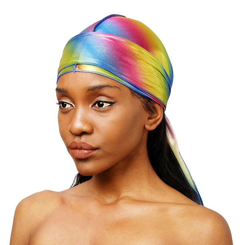 Unisex Long Gorgeous Headwraps Durag Du Rag Plain Silky Premium Durags Bandana Satin Durag