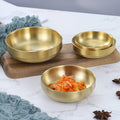 Custom Double Wall Rice Soup Bowls Korean Style Gold Heat Insulated Stainless Steel Serving Bowl for Weddings Kitchen Dish