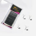 Private Label YY 3D 4D 5D W-Shaped Lashes Wispy Fluffy Volume Technology Eyelash Extension 5D Clover 8-16mm Individual Lashes