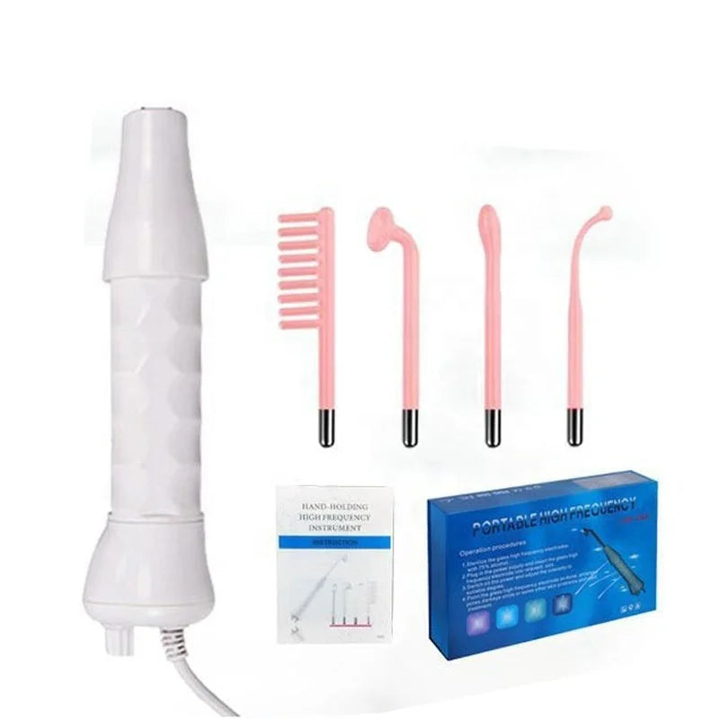 Custom 5 in 1 Portable High Frequency Facial Machine With Comb High Frequency Therapy Wand Set Professional High Frequency Wand