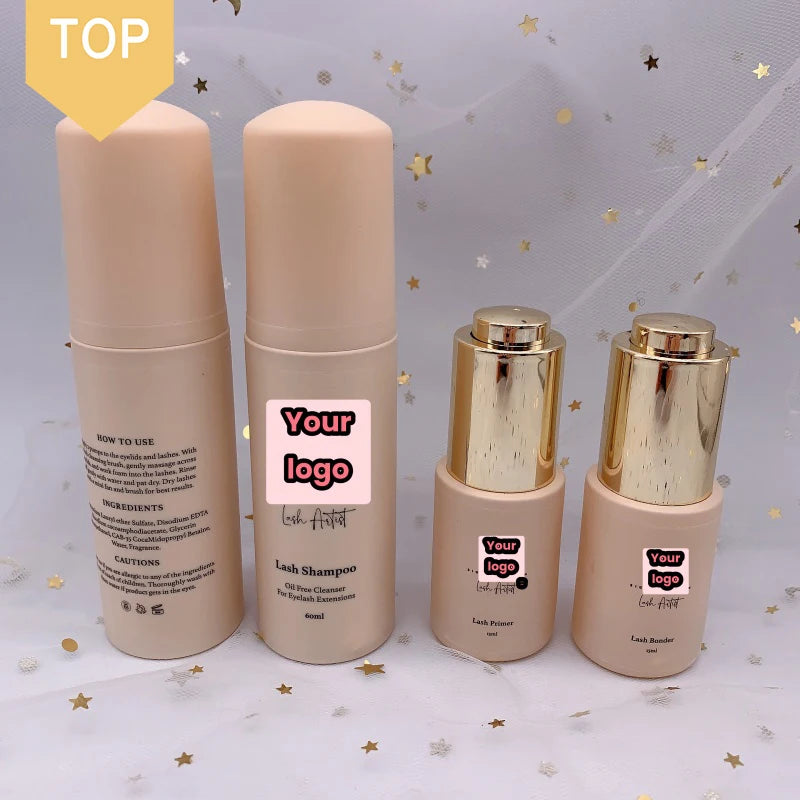 Wholesale Best Individual Strawberry Lash Shampoo Packets Pump Brushes Label Stickers Kit Bulk 60ml Mini Shampoo Lash Brush