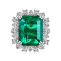 Dylam High End Collection 925 Sterling Silver Women Wedding Engagement Bridal 5A Zirconia Emerald Green Eternity Rings