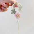 Rhinestone Peach Flower Ponytail Barrette for Women Crown Hairpin on the Back of the Head Crystal Rhinestone Hair Claw