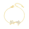 Fashion Classic White Fritillary Stainless Steel 18K Gold Plated Double Butterfly Pendant Women Luxury Friendship Bracelet