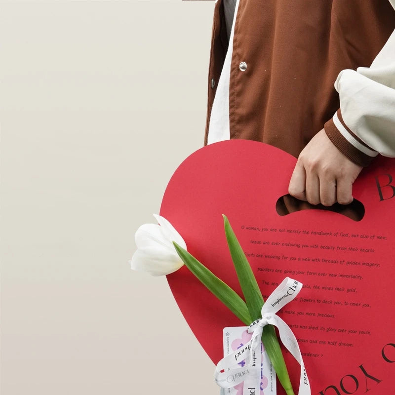 LUCIA Waterproof Glassine Paper Single Bouquet Wrapping Love Heart Shape Valentine's Day Floral Packaging