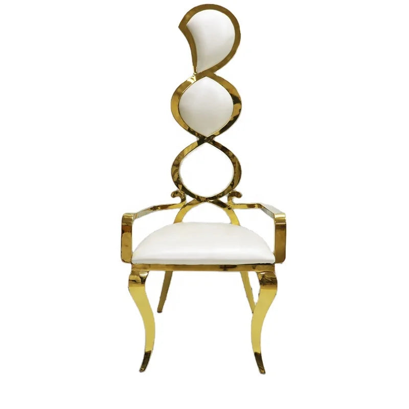 Modern Stainless Steel Frame Round Back Carved Dining Chair for Weddings Banquets Parties Event Use Metal Resin Material