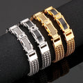 Wholesale New Design European and American Fashion Jewelry 18K Gold Plated Stainless Steel Men's Diamond Bracelet