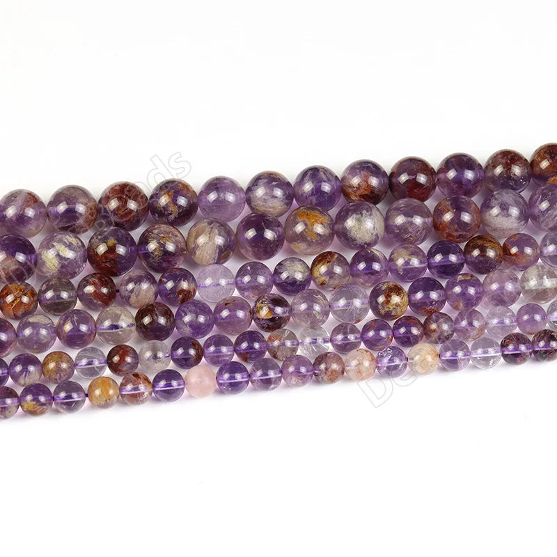 Purple Rutilated Gemstone Loose Beads Super Seven 7 Quartz Crystal Beads for Jewelry Making 4mm 6mm 8mm 10mm