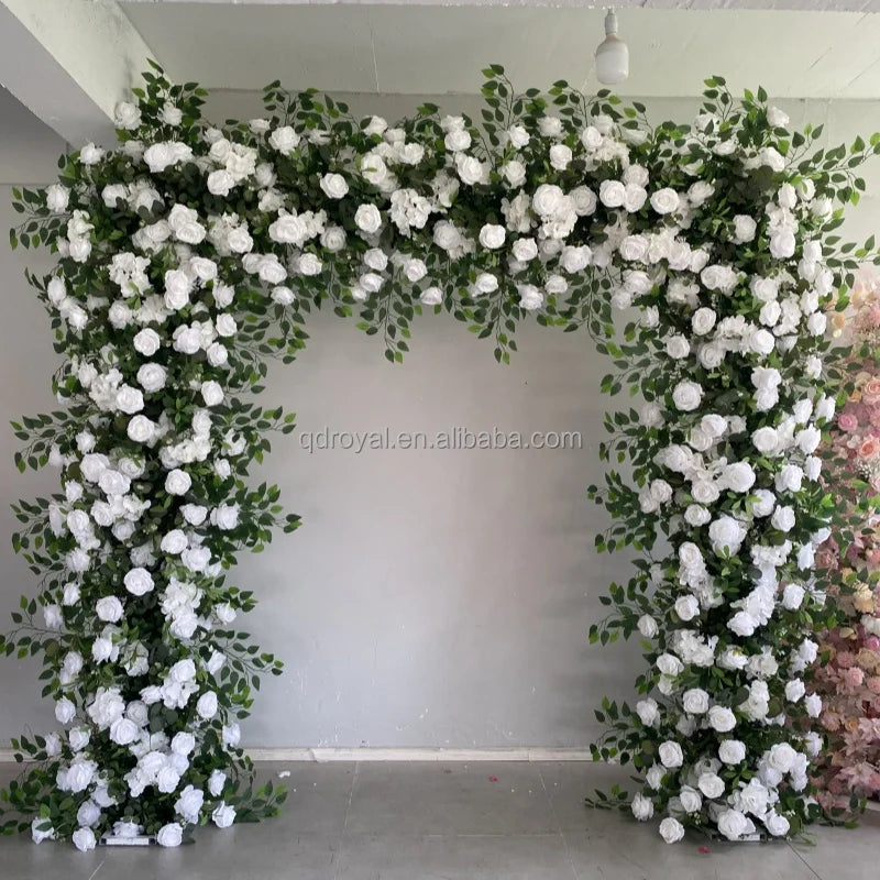 Handmade Pink Faux Rose Floral Arch Backdrop for Weddings Graduations Mother's Day Easter Christmas Scented Artificial Flower