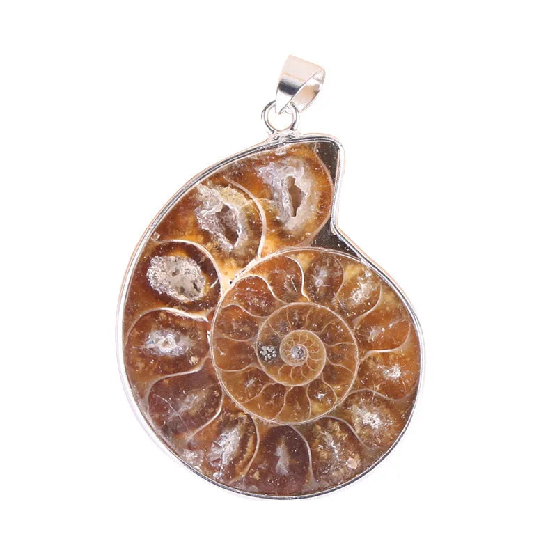 HY Snail Fossil Pendant Yellow Fire Natural Polymer Clay Stone Gemstone Wholesale Snail Fossil Necklace