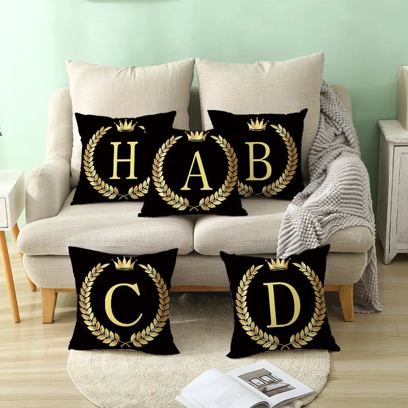 Black Pillow Cover Throw Pillow Case Cushion Cover Square Pillowcase Decoration English Alphabet Modern Opp Bag Christmas 30 Pcs