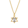 Unisex Stainless Steel Star David Menorah Pendant Necklace Trendy Religious Hebrew Israel Faith Lamp Hanukkah Menorah Jewelry