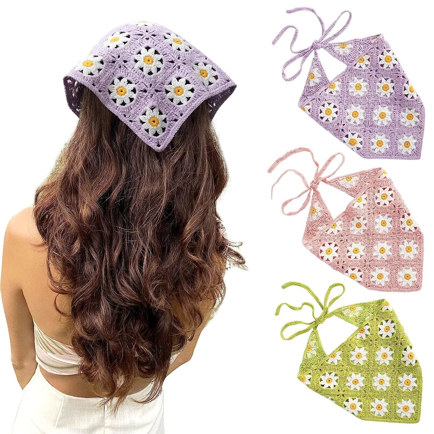 Fashion Crochet Hair Bands Fresh Bandage Style Headscarf  Elastic Flower Headband for Women
