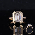Starsgem Emerald Cut DEF Moissanite Engagement Infinity Solid 10k Pendant Gold Rings