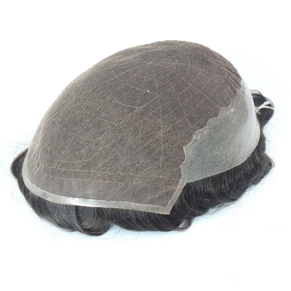 High-end Non Surgical Hair Replacement System Lace & PU Men Toupee Bella