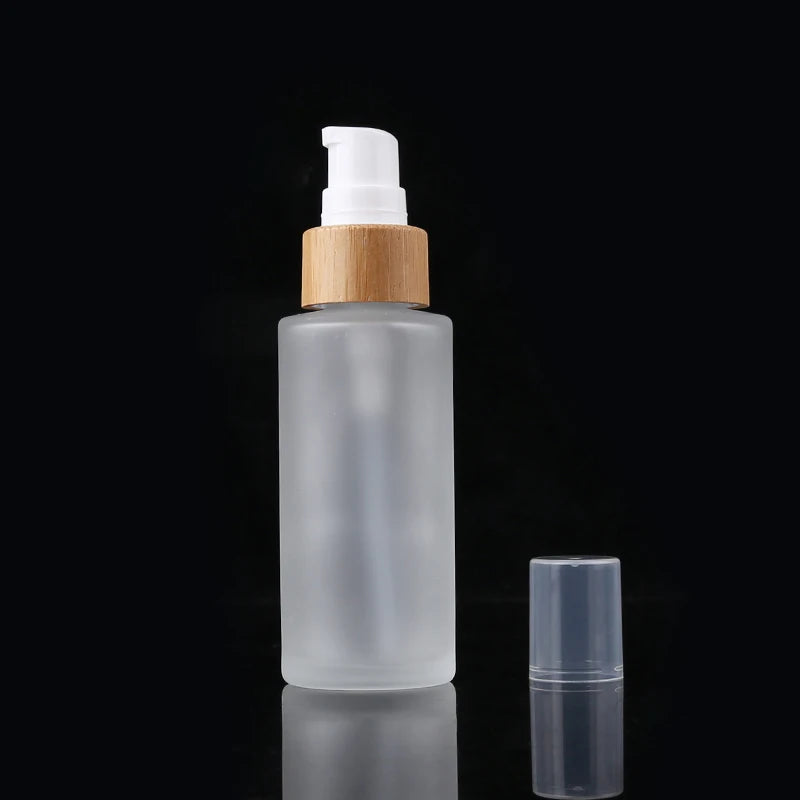 100ml Frosted clear Color Cosmetic Skincare Packaging Bottle Transparent Frosted Essential Pump Glass Serum Bottles