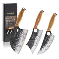 3PCS Stainless Steel  Kitchen Butcher Knife Set with Wooden Handle