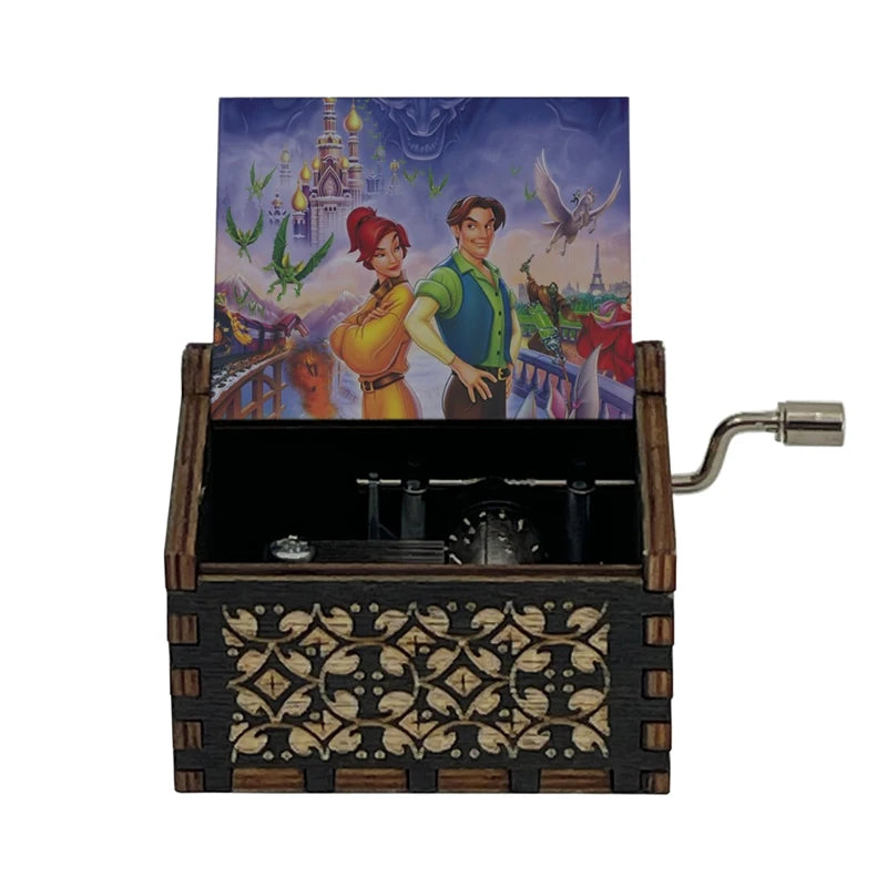 Custom Print Once Upon a December Music Box Anastasia Black Wooden Hand Crank Song Musical Box Toy Gift for Home Decor 66