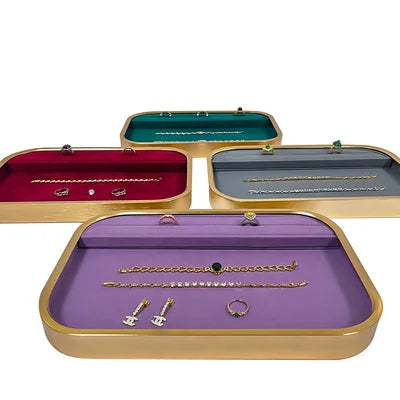 Custom high end metal stackable jewellery organizer ring pendant bracelet jewelry display tray