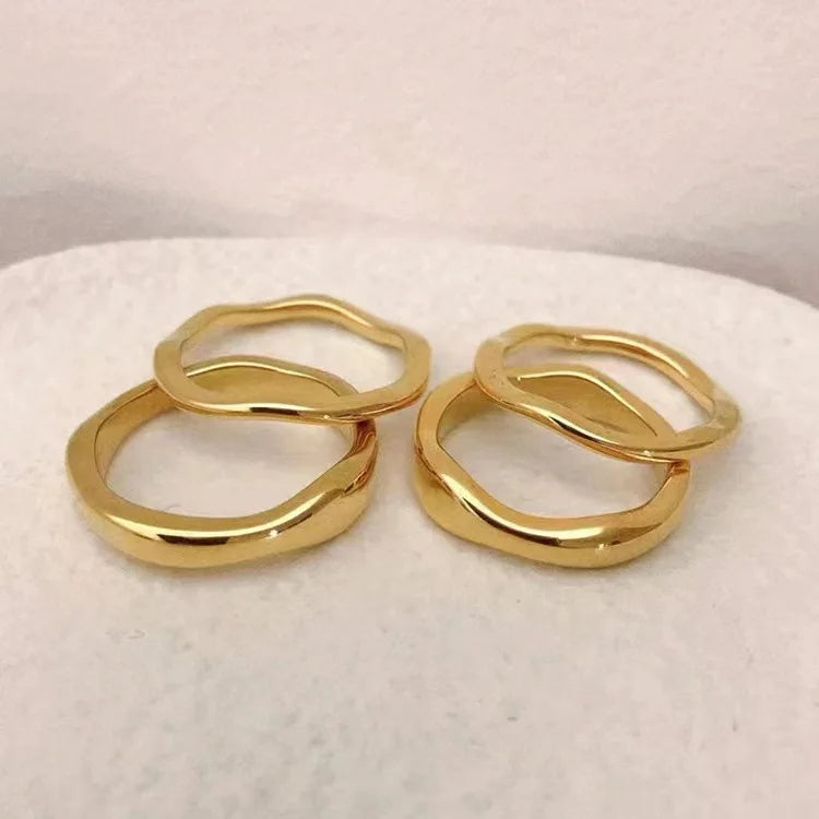 Minimalist Stackable 18k Pvd Fashion Gold Plated Stainless Steel Eternity Women Rings Jewelry