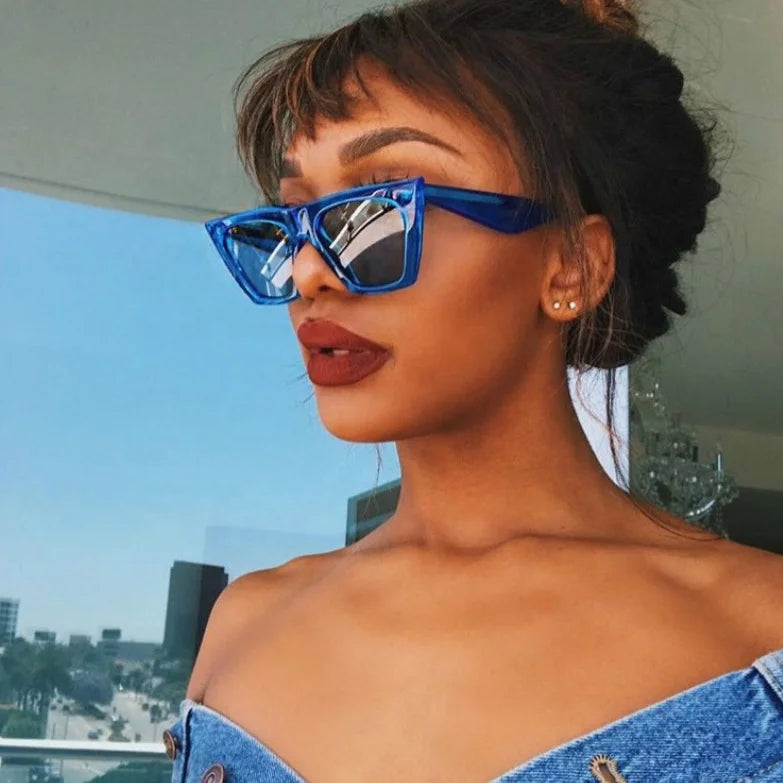 Sunray Ready Stock Women Cateye Sun Glasses Custom Logo Cat Eye Shape Oversized Vintage Fashion Trendy Sunglasses