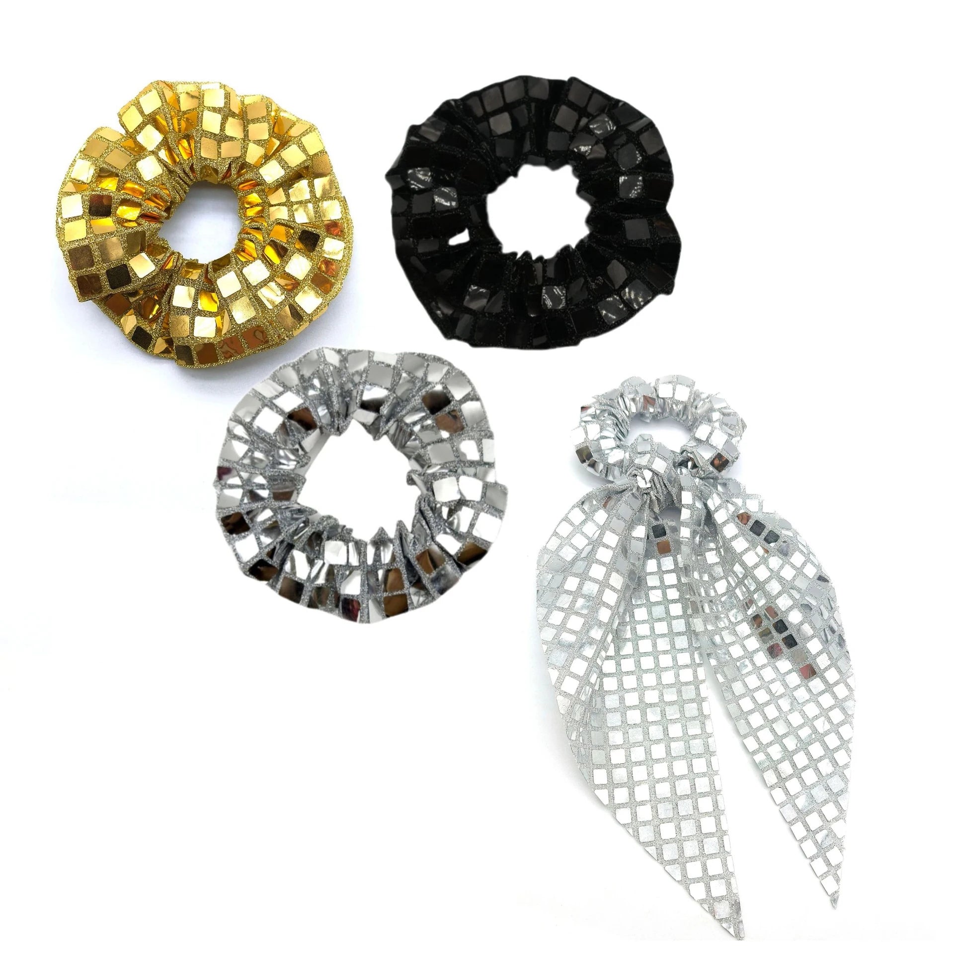2025 New European and American Silver Sequin Bow Hair Scrunchies Party Glitter Sequin Scrunchie Luxury Scrunchies for Women