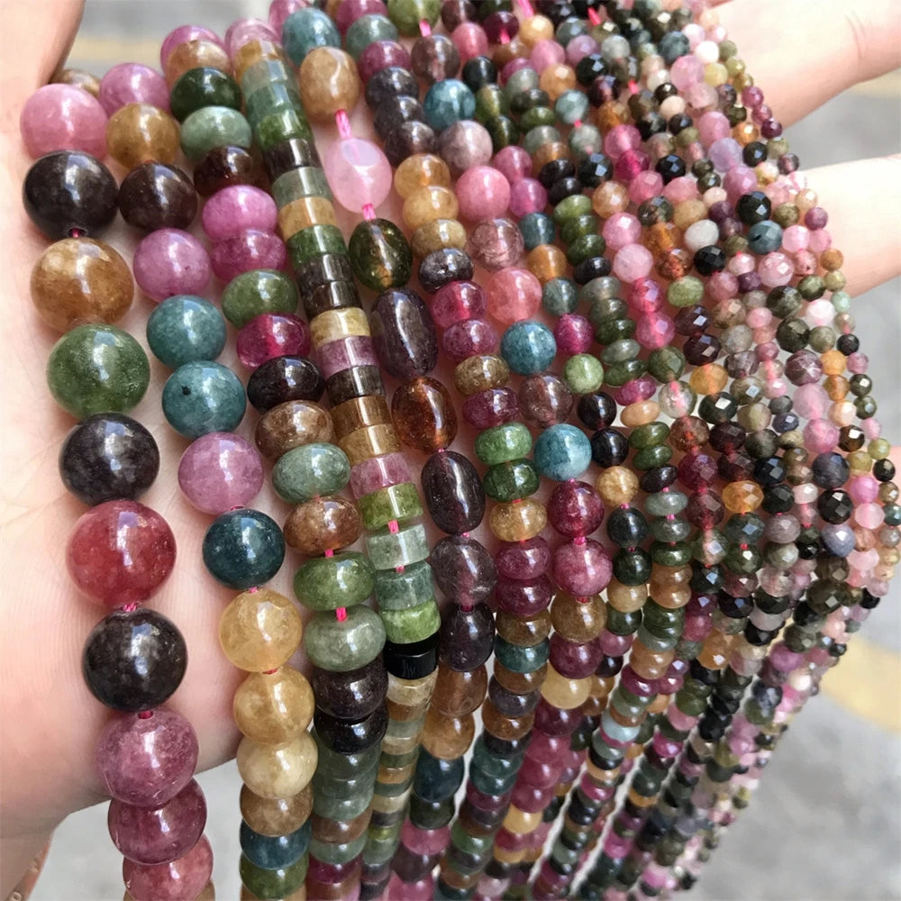 Jewelry Supplies Irregular Tourmaline Nugget Stone Beads Faceted Cube Round Shape Natural Tourmaline Gemstone Beads for Bracelet