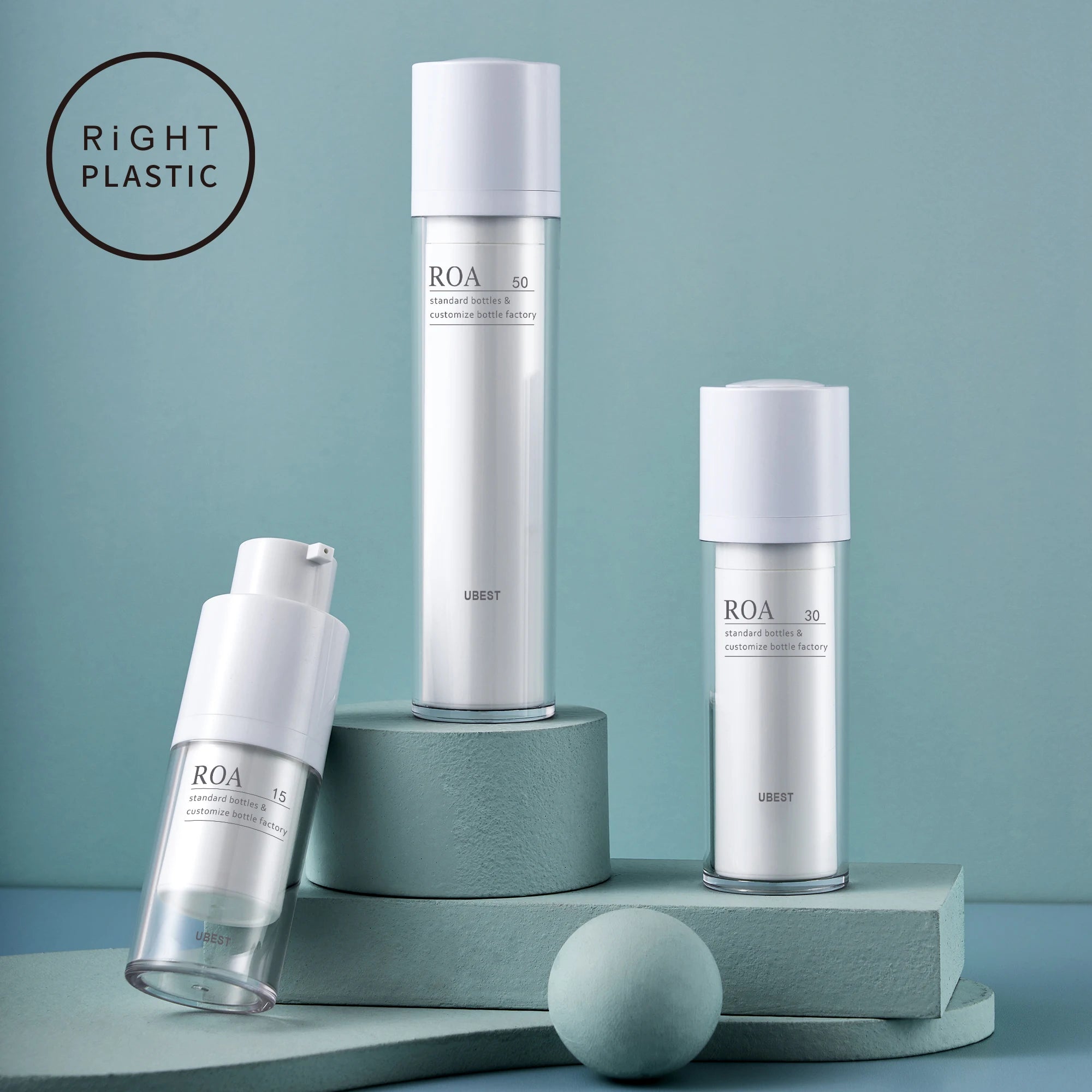 ROA 15ml 30ml 50ml 80ml 100ml Cosmetic Outer Packaging Rotary Airless Bottle Press Lotion Spray Airless Bottle