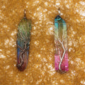 Natural Rainbow Crystal Quartz Column Gemstone Tree Of Life Stone Chakra Healing Necklace Pendant