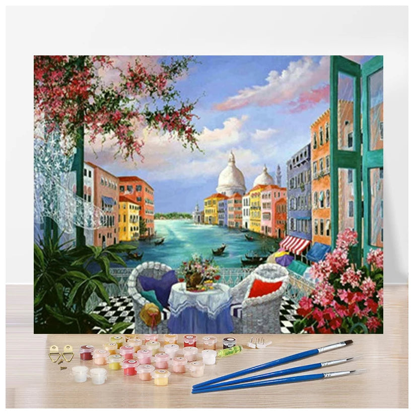 DIY Paint by Numbers Painting Wholesale Painting by Numbered Photo Custom Landscape Seascape Scenery for Adults Kits