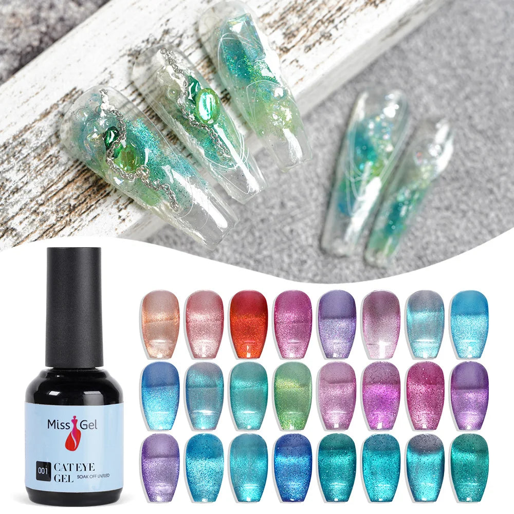 Missgel Cruelty Free Non Toxic Reflective Cat Eye Custom Logo Very Good Soak Off Color UV Nail Cat Eye Gel Polish