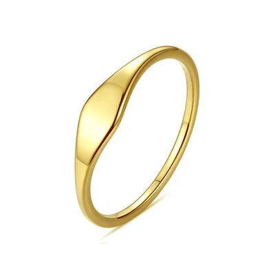 New Design Arc Slim Gold Plated Stackable Ring Thin Stainless Steel Signet Ring for Women