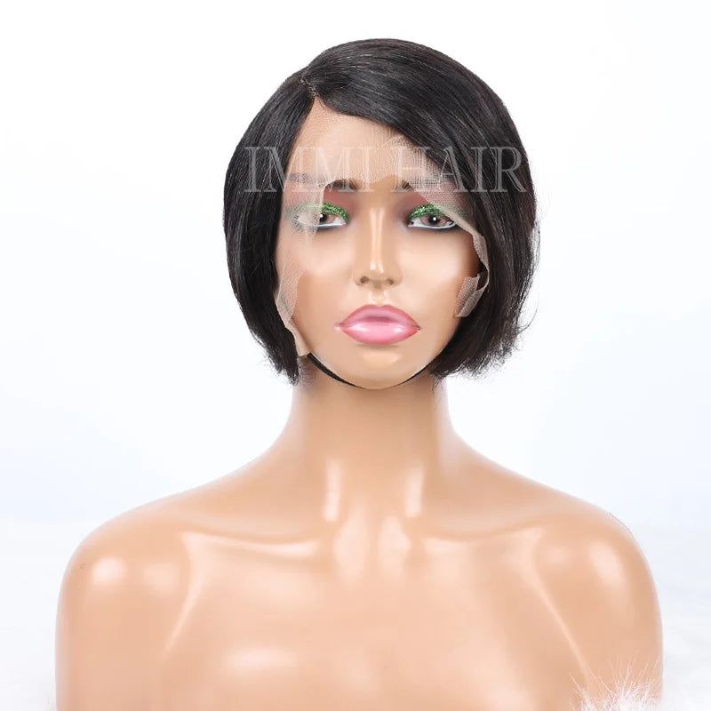 Pixie Hair Vendor Brazilian Human Hair Wigs 180% Density Transparent Cheap Wholesale Product 13X1T HD Lace Frontal Wigs