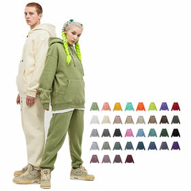 Wholesale Unisex Winter Warm 345g Cotton Polyester Custom Printed Logo Men Plain Blank Thick Fleece Pullover Hoodie Hoodies