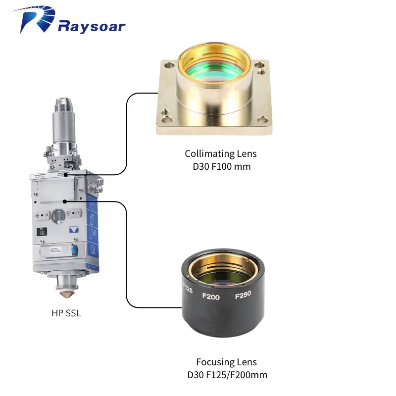 Raysoar Focus Lens D30 C100 F125 F200 Focusing Collimation Lens for Precitec HPSSL Laser Cutting Head