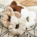 Wholesale Fabric Elastic Band Plush Scrunchies Accessories Winter Cute Cat Ear Furry Fur Scrunchies White Scrunchies Bulk