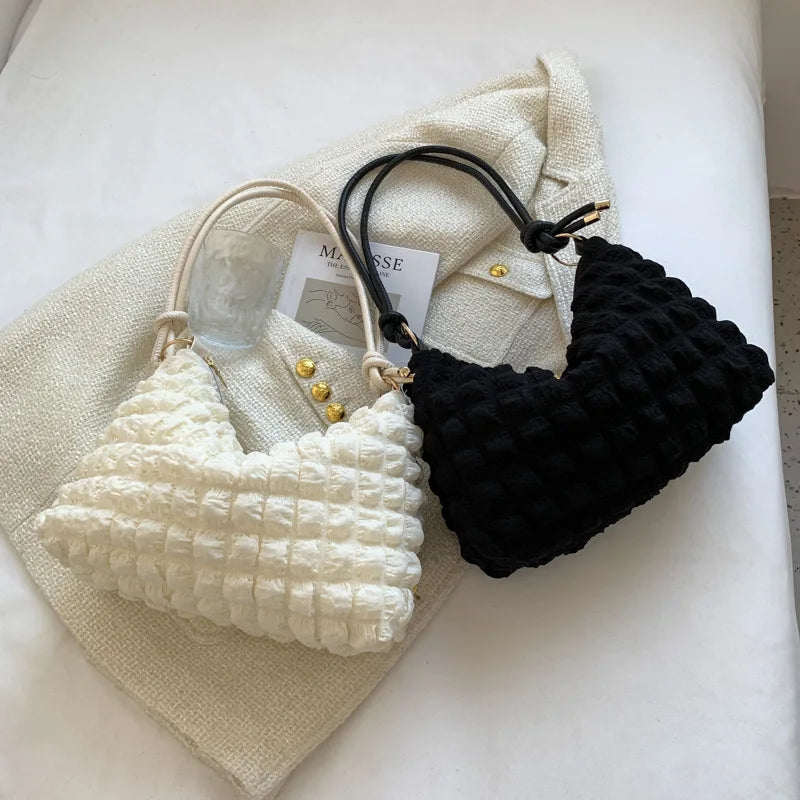 2022 New Large Capacity Women's Bags Soft Canvas Zipper Cloud Underarm Shoulder Bags Cloth Lady Bag Portable