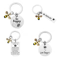 Stainless Steel Be Bee Happy Key Chain Honeybee Charm Key Chains Bee Queen Key Rings