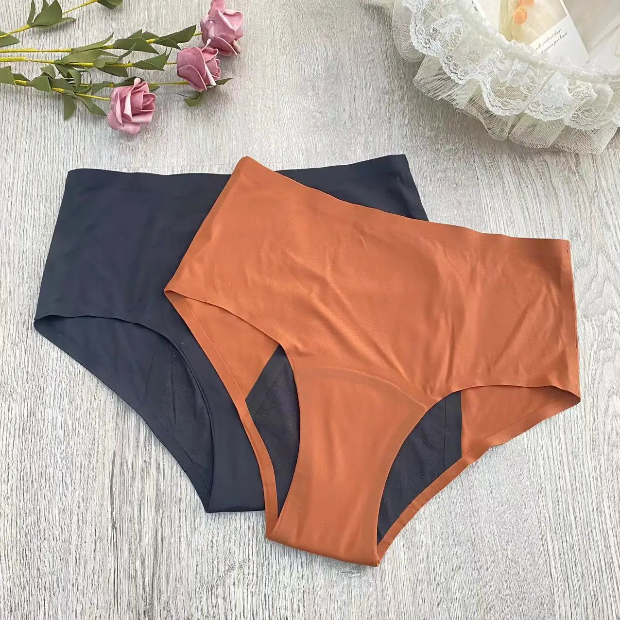 Seamless High Waist Leakproof Period Panties Nylon Spandex Reusable Menstrual Underwear