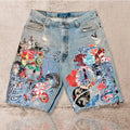 US Free Tax Customize Distressing Hem Washed Denim Jorts Stone Faded Applique Patch Embroidery Denim Shorts for Men