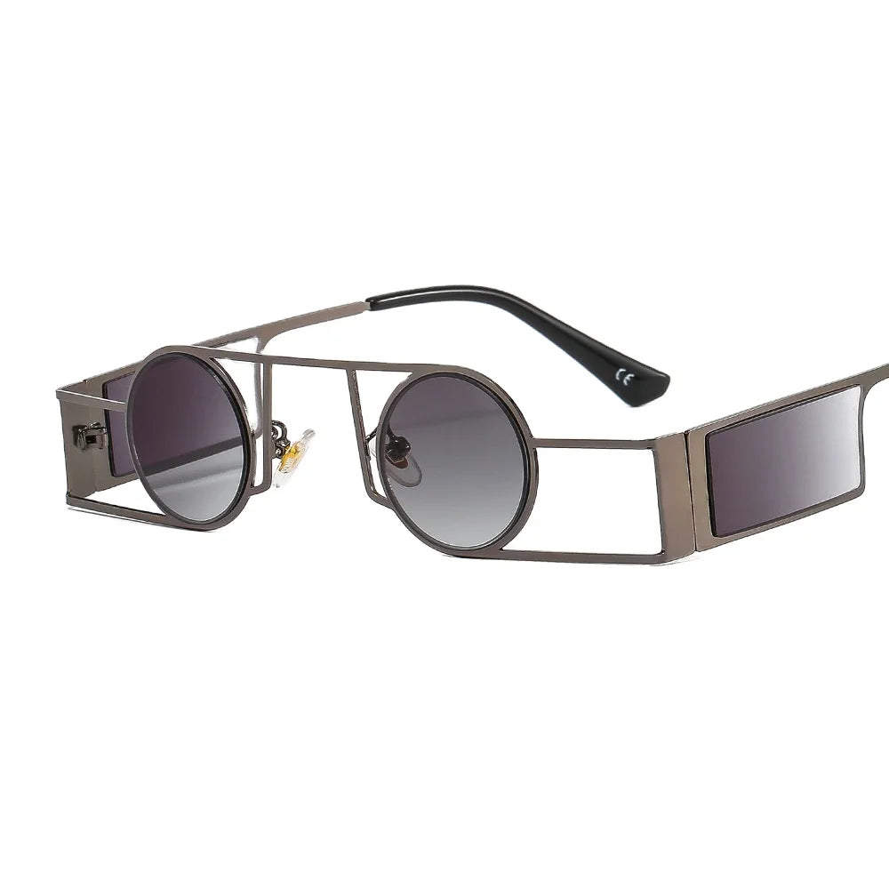 Punk Small Round Frame Men and Women Rock Sunglasses Modern Avant Garde Geometric Metal Sunglasses UV400
