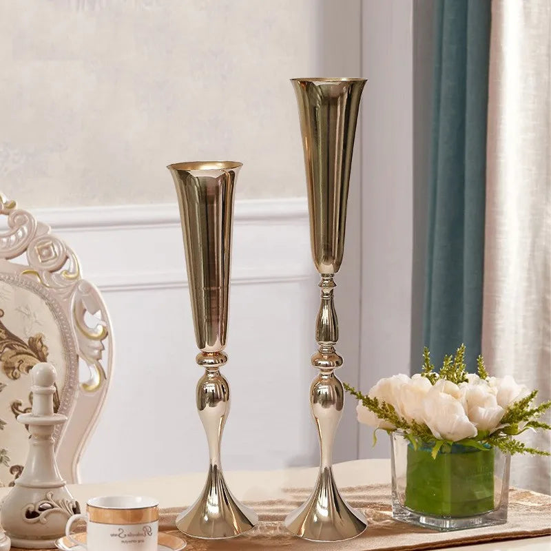Y-Q028 Tall Metal Gold Flower Vase Wedding Centerpiece Decoration Wholesale Centerpieces Vase for Wedding Table