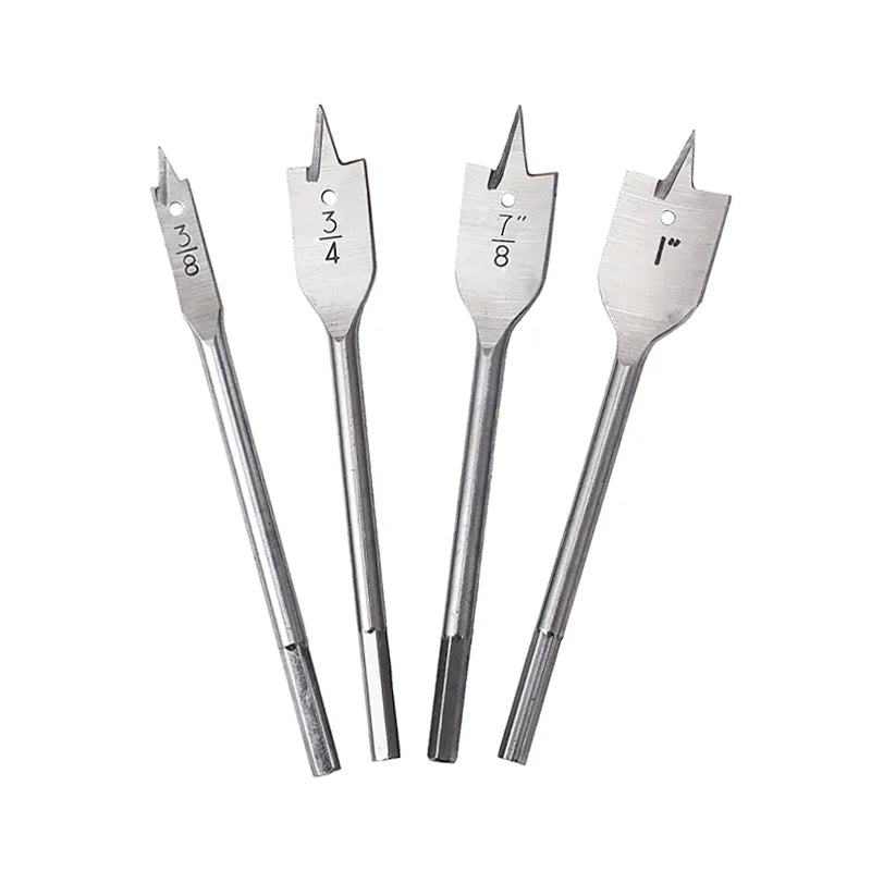 Inch Size 6pcs 13pcs Spade Flat Drill Bits 1/4 3/8 1/2 5/8 3/4 7/8 1"  for Wood Plastic Drilling Hole Hand Power Tools