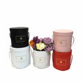 High-End Two round Paper Bucket Gift Boxes Set with Cap Red Pink White Colors for Mom and Flowers