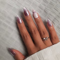 Dropshipping customize wholesale 24 Pcs 3783 Sparkling Cat Eye Bow Short Almond Nails  Press on Nails Artificial Fingernails