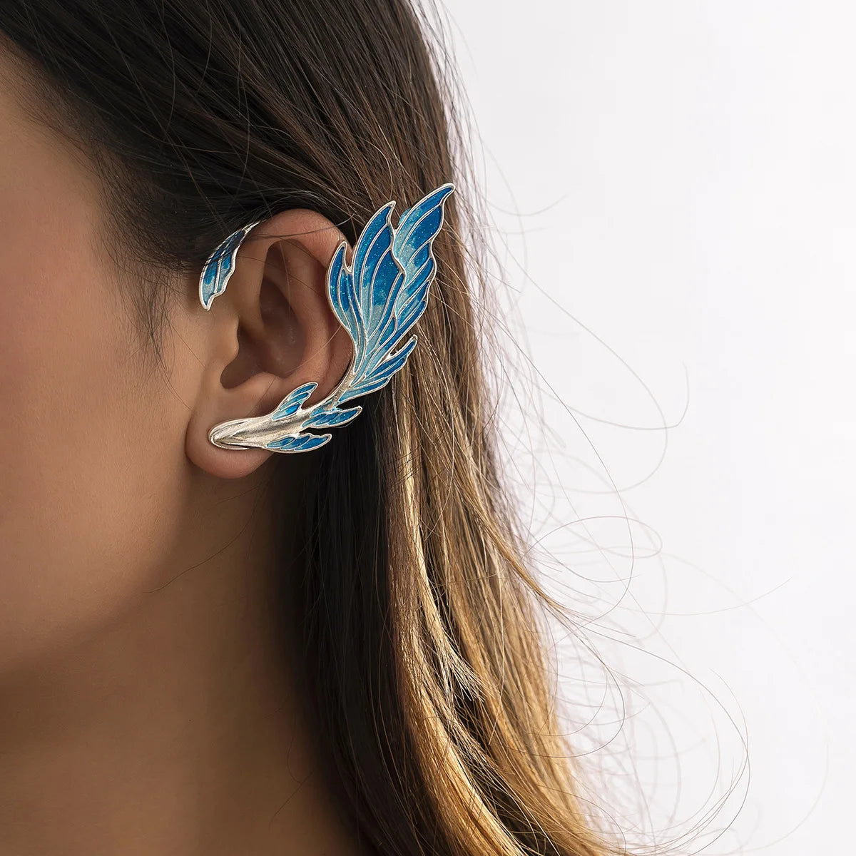 Gothic Retro Elf wings Geometric Full Ear Earrings Dark Wind Creative Devil Cuff Earrings