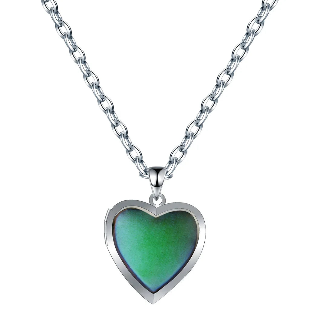 Creative Mood Necklace Color Change Emotion Feeling Temperature Control Heart Pendant Stainless Steel Chain Jewelry for Girl