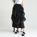 New Arrival 2024 Summer New Mid Length Skirt Lace up Design White Black Fairy Style Pleated Half Skirt for Women