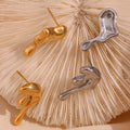 Tarnish Free Jewelry Melting Style Heart Stud Earrings 18k Gold Plated Stainless Steel Women Jewelry